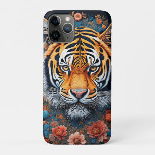 Majestueus Tijgerportret Omringd door Bloemen Case-Mate iPhone Case
