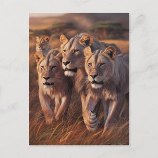 Majestueus trio zwerven door hoog gras briefkaart