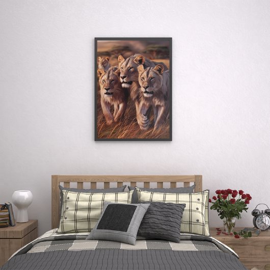 Majestueus trio zwerven door hoog gras poster