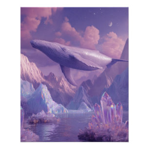 Majestueus walvisdroomlandschap in paarse luchten perfect poster