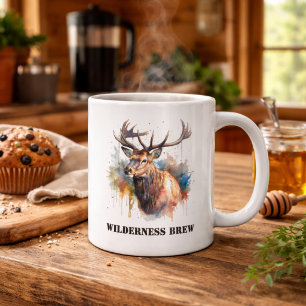 Majestueus Waterverf Eland Portret, op maat gemaak Grote Koffiekop