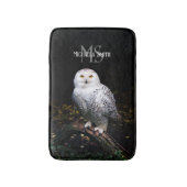 Majestueus winter sneeuwuil monogram aangepaste na badmat (Voorkant Verticaal)