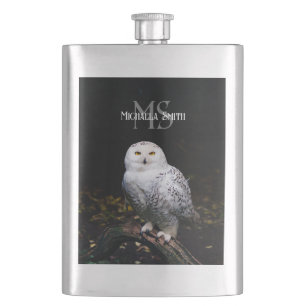 Majestueus winter sneeuwuil monogram aangepaste na flacon