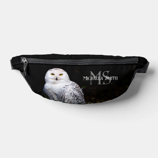 Majestueus winter sneeuwuil monogram aangepaste na heuptasje (Liggend)