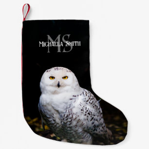 Majestueus winter sneeuwuil monogram aangepaste na kleine kerstsok