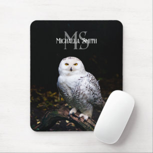 Majestueus winter sneeuwuil monogram aangepaste na muismat