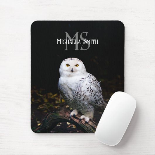 Majestueus winter sneeuwuil monogram aangepaste na muismat (Met muis)