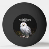 Majestueus winter sneeuwuil monogram aangepaste na pingpongbal (Voorkant)