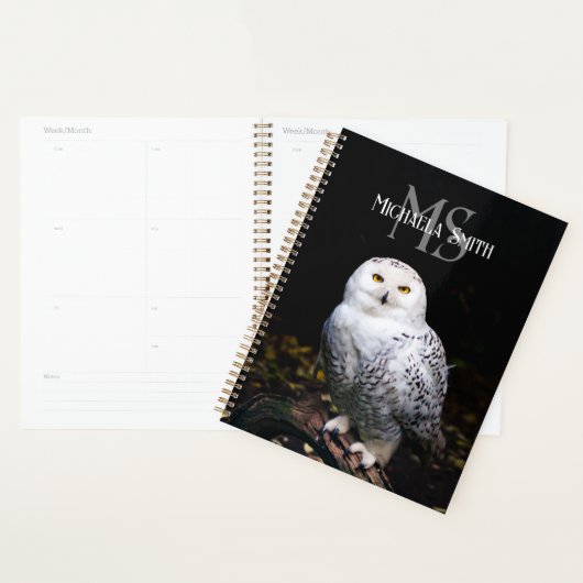 Majestueus winter sneeuwuil monogram aangepaste na planner (Display)
