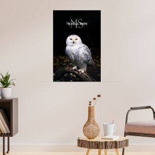 Majestueus winter sneeuwuil monogram aangepaste na poster