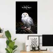 Majestueus winter sneeuwuil monogram aangepaste na poster (Thuiskantoor)