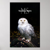 Majestueus winter sneeuwuil monogram aangepaste na poster (Voorkant)