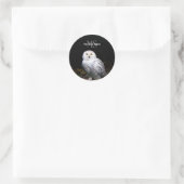 Majestueus winter sneeuwuil monogram aangepaste na ronde sticker (Tas)
