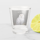 Majestueus winter sneeuwuil monogram aangepaste na shot glas (Achterkant)