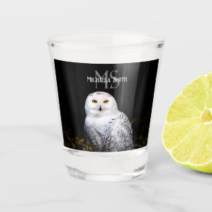 Majestueus winter sneeuwuil monogram aangepaste na shot glas
