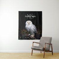 Majestueus winter sneeuwuil monogram aangepaste na