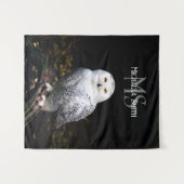Majestueus winter sneeuwuil monogram aangepaste na wandkleed (Voorkant (horizontaal))