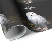 Majestueus winter sneeuwuil monogram met eigen naa cadeaupapier (Rol Hoek)