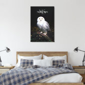 Majestueus winter sneeuwuil monogram met eigen naa canvas afdruk (Insitu (Slaapkamer))