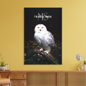 Majestueus winter sneeuwuil monogram met eigen naa canvas afdruk (Insitu (Woonkamer))