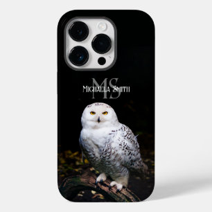 Majestueus winter sneeuwuil monogram met eigen naa Case-Mate iPhone 14 pro hoesje