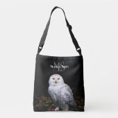 Majestueus winter sneeuwuil monogram met eigen naa crossbody tas (Achterkant)