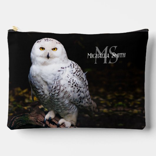 Majestueus winter sneeuwuil monogram met eigen naa etui (Voorkant)