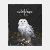 Majestueus winter sneeuwuil monogram met eigen naa fleece deken (Voorkant)