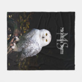 Majestueus winter sneeuwuil monogram met eigen naa fleece deken (Voorkant (Horizontaal))