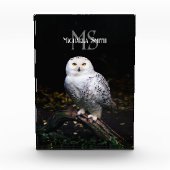 Majestueus winter sneeuwuil monogram met eigen naa fotoblokken (Voorkant)