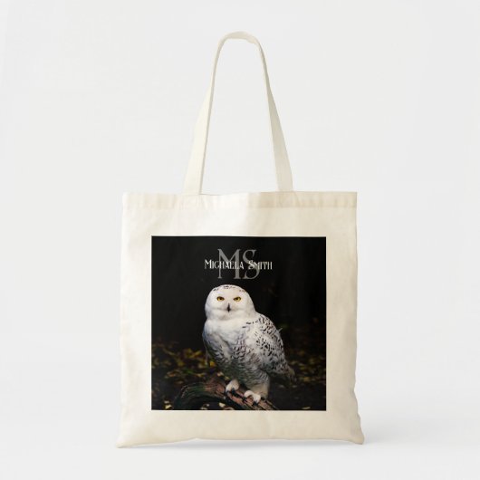 Majestueus winter sneeuwuil monogram met eigen naa tote bag (Voorkant)