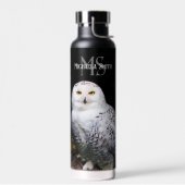Majestueus winter sneeuwuil monogram met eigen naa waterfles (Links)
