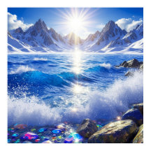 Majestueus winterlandschap van oceaangolven