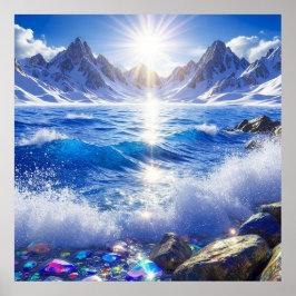 Majestueus winterlandschap van oceaangolven poster