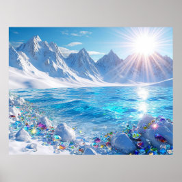 Majestueus winterlandschap van oceaangolven poster