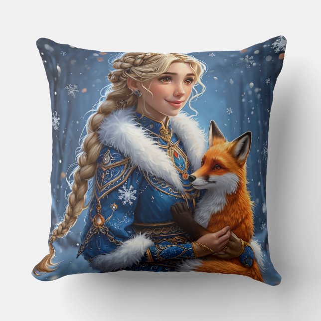 Majestueus winterportret van een vrouw kussen (Voorkant)