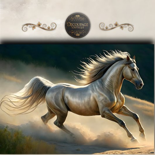 Majestueus wit paard hardlopend decoupage tissuepapier