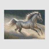 Majestueus wit paard hardlopend decoupage tissuepapier (Voorkant)