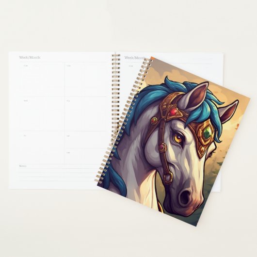 Majestueus wit paard versierd met gouden juwelen planner (Display)
