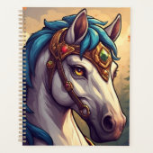 Majestueus wit paard versierd met gouden juwelen planner (Voorkant)