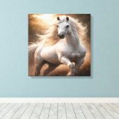 Majestueus Witte Paard Canvas Afdruk (Insitu (Houten vloer))