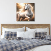Majestueus Witte Paard Canvas Afdruk (Insitu (Slaapkamer))