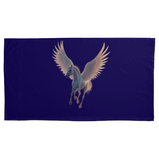 Majestueus Witte Pegasus Vliegend in Nachtelijke F Kussensloop (Voorkant-Links)