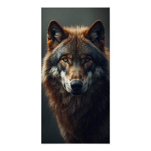 Majestueus Wolf Portret Kracht & Koninklijk Vertro Perfect Poster (Voorkant)