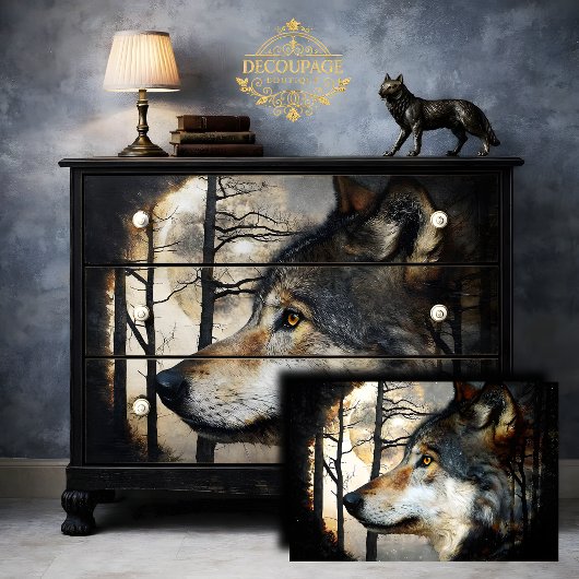 Majestueus wolf profiel decoupage tissuepapier