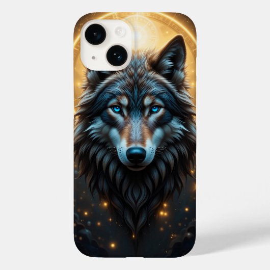 Majestueus wolfportret met gouden aura Case-Mate iPhone case (Achterkant)