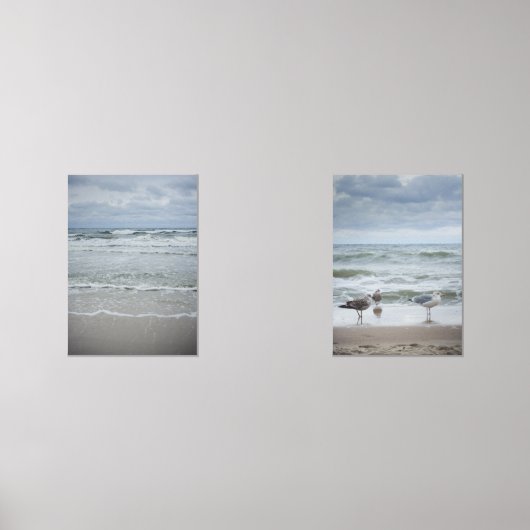 Majestueus zee met golven onder stormachtige lucht muurkunst sets (Voorkant)