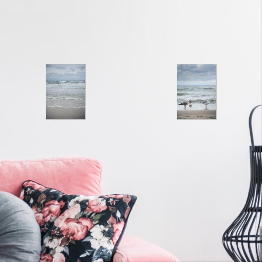 Majestueus zee met golven onder stormachtige lucht muurkunst sets (Woonkamer)