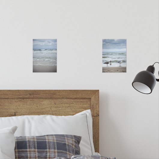 Majestueus zee met golven onder stormachtige lucht muurkunst sets (Slaapkamer)