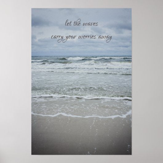 Majestueus zee met golven onder stormachtige lucht poster (Voorkant)